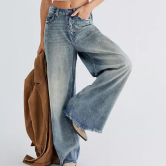 Free People Old West Slouchy Jeans Size 27 High Rise - Picture 1 of 13